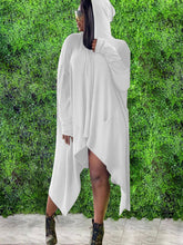 Vestido con capucha asimétrico de manga larga de gran tamaño